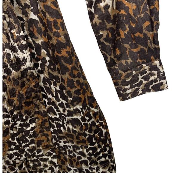 Veronica Beard Hanneli Animal Print Linen Shirtdress Womens Size 0 NWOT $495 - Picture 9 of 14